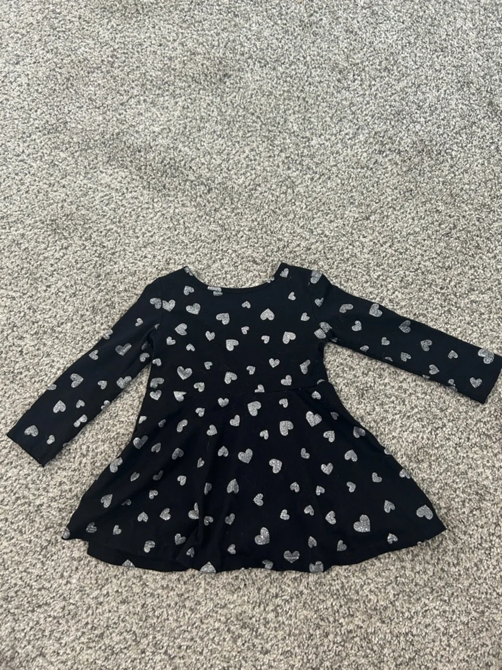 The Children's Place Black Dress with Silver Heart Print - Picture 3 of 3